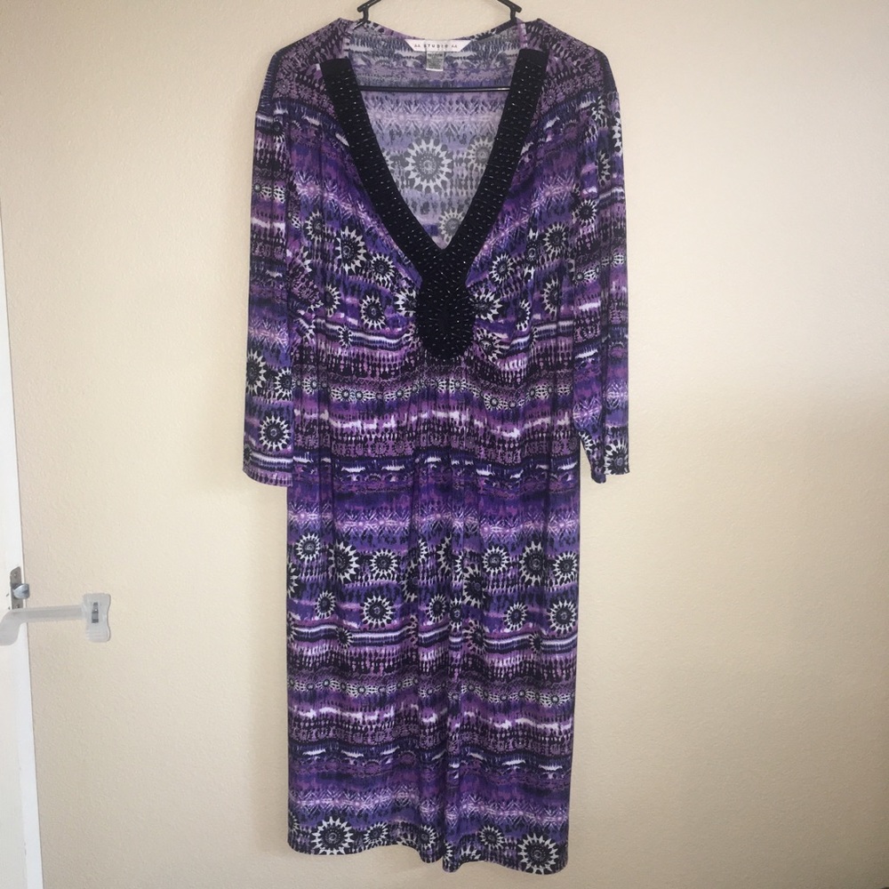 AA Studio - 18/20 Plus Size Purple & Black Dress